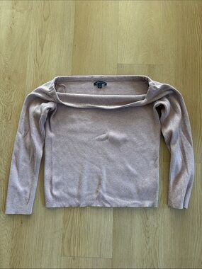 American Eagle Outfitters Light Mauve Off-the-Shoulder Ribbed Sweater